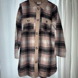 MELLODAY Plaid Utility Jacket in Black, Tan, and Cream